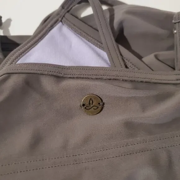 PrAna Moorea Ruched Tankini Swim Top Womens Size XS Side Tie Gray Adjustable - Picture 5 of 9